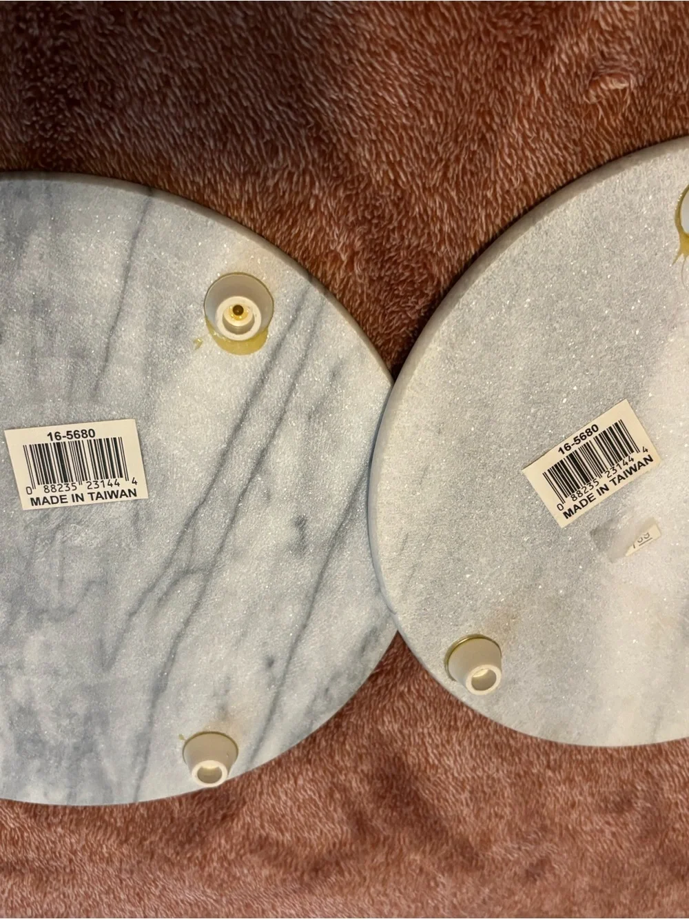 Marble Round Trivets - White & Gray